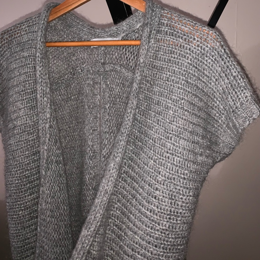 NWOT Nordstrom Grey Knit Fashion Cardigan Open Back Sweater XL